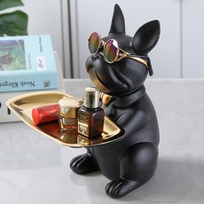 young market 黑色鬥牛犬金色前托盤對象, 黑色+金色