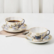 임페리얼포슬린 티잔 2p + 소서 2p 세트, 루나 튤립, 1세트