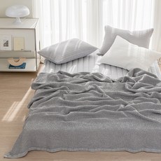 farfe 韓國製造 Moment 莫代爾鬆餅格顏料染色毯, 灰色