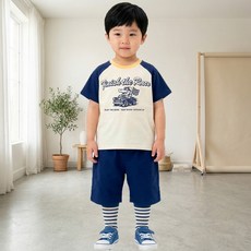 KIDSCOMO 兒童賽車風短袖上下裝套組