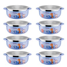 스텐기능성 죽그릇 + 뚜껑, 파랑, 8개