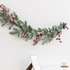 flowertree 室內牆面裝飾 積雪果實松果花環 120cm, 混色