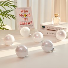 HOUSENSE 聖誕飾品裝飾球珍珠白球, 6個, 珍珠白