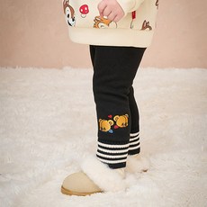 milkmile 兒童啾咪小熊貂絨刷毛彈力羅紋內搭褲