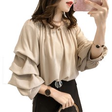 Lihong 女款柔軟雪紡抓皺上衣