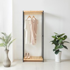 Osyeonwellribing 原木鐵製層架衣架, 黑色