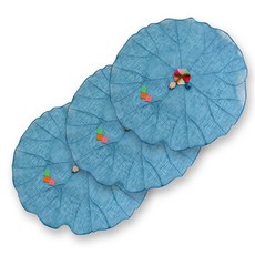 happytool 苧麻拼布餐桌罩 孔雀藍, 3個