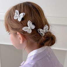 chenny bongbong 女童款白雪蝴蝶韓服髮夾 3入