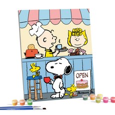 iLovePainting 花生漫畫 DIY 鑽石畫 40 x 50 cm, 咖啡館, 1個