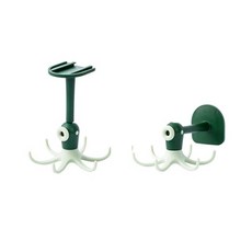 더벨라 투명 강력 접착 직각 360도 회전 6구 문어발 후크걸이, 그린, 2개