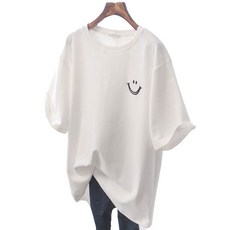 리홍 여성용 기본 반팔 라운드 스마일티