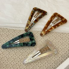 ROSICLER 大理石紋三角滴答髮夾4件組