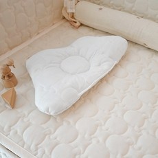 아이레빗 신생아용 순면 곰누빔 두상 구름 베개, 크림아이보리, 1개