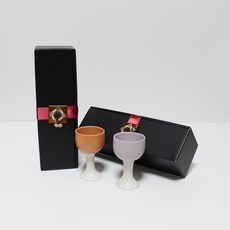 月鹽韓國產陶瓷粉彩迷你酒杯禮盒組 鮭魚+薰衣草, 2種酒杯, 1組