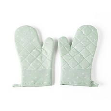 家居裝飾隔熱烤箱手套, 綠色, 1套