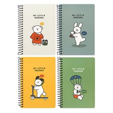 Pinkfoot Ccomang線圈筆記本 4款, 灰色+藍色+黃色+綠色, 1組