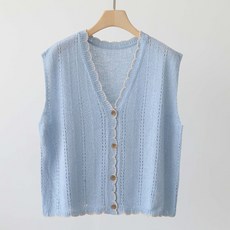 JENIT 女款寬鬆V領波浪針織背心