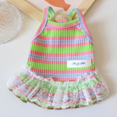 Yoreungae 寵物荷葉邊蛋糕無袖連身裙, 02 粉綠色, 1個