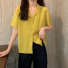 UNI.J 女款Hoidin翻領基本款短袖襯衫