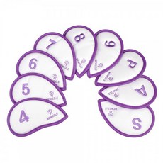 뉴즐 더블사이드 넘버 아이언 커버 9종 세트, 화이트 + 퍼플