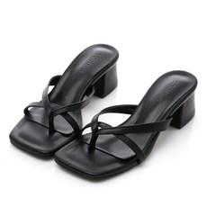 GODSHOE 女款 Juneurin 單線夾腳穆勒鞋 5cm 中跟鞋, 黑色, 240