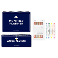 TUCO.B 計畫本2種 + 透視螢光筆6色組, 海軍藍(計畫本), 1套