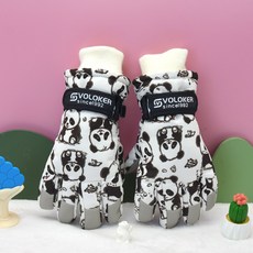 KIDSQUARE 幼兒款雪地熊貓滑雪手套雙手組