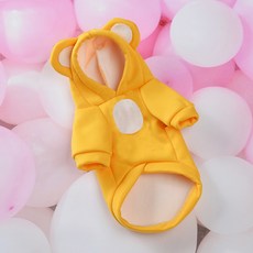 Artipet 寵物可愛熊耳連帽絲絨衫, 1個, 黃色