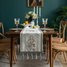 BSUP 聖誕餐桌旗, 03 米色花朵, 330 x 1400 x 5 mm