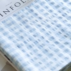 CASA VERDE Cheonpam 大幅 30支先染棉 班尼特格紋泡泡布 3碼 1484, 天藍色, 1個