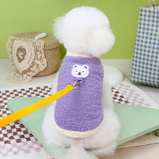 Coco studio 寵物溫馨寶貝羊羔毛胸背帶T恤, 紫色, 1個