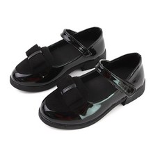 Rulushu女童款蓬鬆蝴蝶結學院風皮鞋