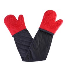 一體式雙手烘焙矽膠廚房手套 H_RD_81, 紅色, 1個