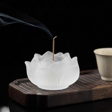 玻璃薄霧蓮花香座 MW0144, 白色
