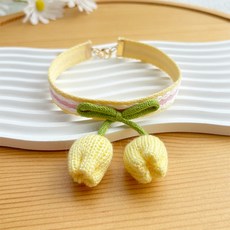 웨이비데이즈 반려동물 튤립 뜨개 목줄 목걸이 W265-0255, 옐로우(W265-0255Y), 1개