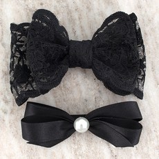 아랑로랑 여아용 클로버 레이스 더블리본 헤어핀 2종 세트