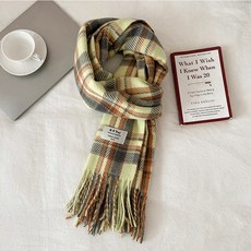 소리달 치로스 체크 프린지 수술 포인트 롱 머플러