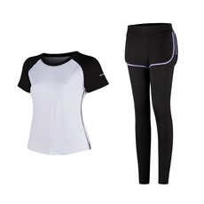 女款時尚瑜伽短袖T恤+短褲內搭褲