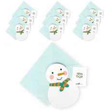 indi.k 燙金快樂雪人角色卡片 + 信封 + 貼紙套組, 混合顏色, 10套