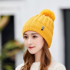 NAYA STYLE 男女款針織毛帽 DJBG-77-2, 黃色