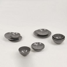 파울러스 솔 2인 반상기 식기세트 12p, 그레이, 1세트, 공기 2p + 대접 2p + 찬기 소 2p + 찬기 중 2p + 찬기 대 + 접시 소 2p + 접시 중