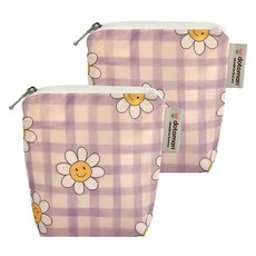 Dotomari 防水迷你收納包 2入, 快樂格紋粉