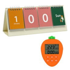 핑크풋 당근 스마트 스탑워치 + 보리 D데이 만년캘린더, 멀티(혼합)컬러