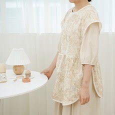 EmonG 媽媽用圍兜圍裙 法式印花 棕色, 1個, 1入