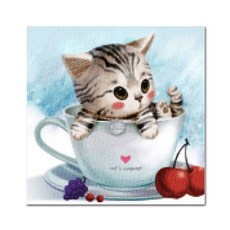 ADICO DIY 鑽石畫 咖啡杯裡的貓 25 x 25 cm BE08, 混合色, 1個