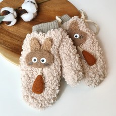 woojooi 小學生捲毛兔子拇指手套