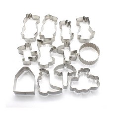 Ehome烘焙不鏽鋼漫畫角色餅乾模具 12種組, 單色, 1組