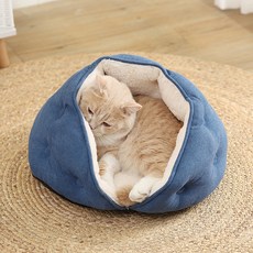 김멍냥 반려동물 만두 숨숨집 쿠션, 블루