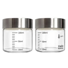 Hello Kitchen 耐熱玻璃刻度儲物罐, 100ml, 2個