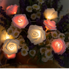 花朵玫瑰氣氛燈 40球 6m, 白粉色, 1個